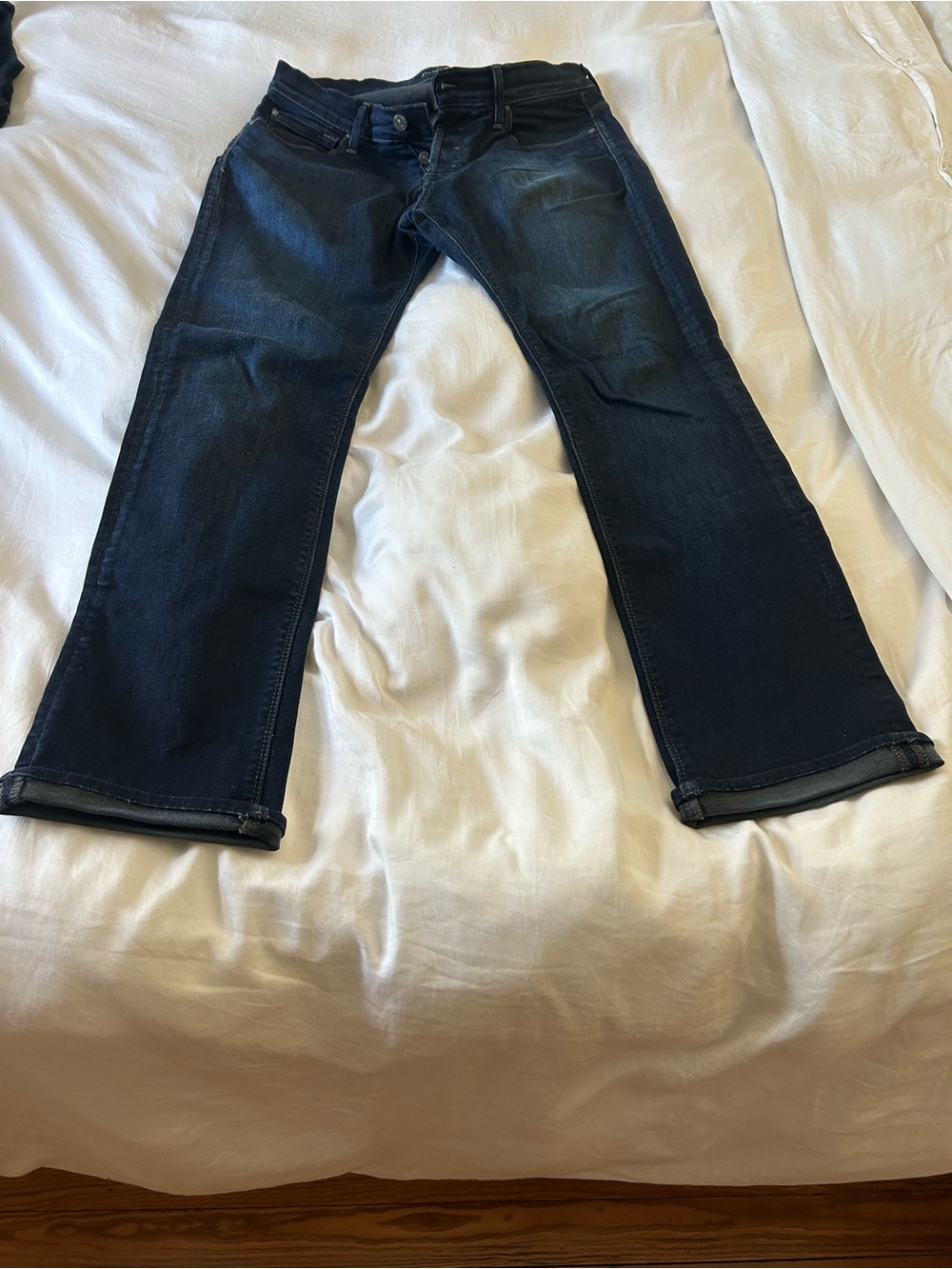 7 For All Mankind Men's Bootcut Jeans in Dark Blue Wash